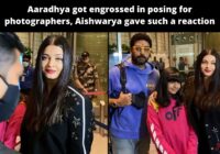Aaradhya got engrossed in posing for photographers